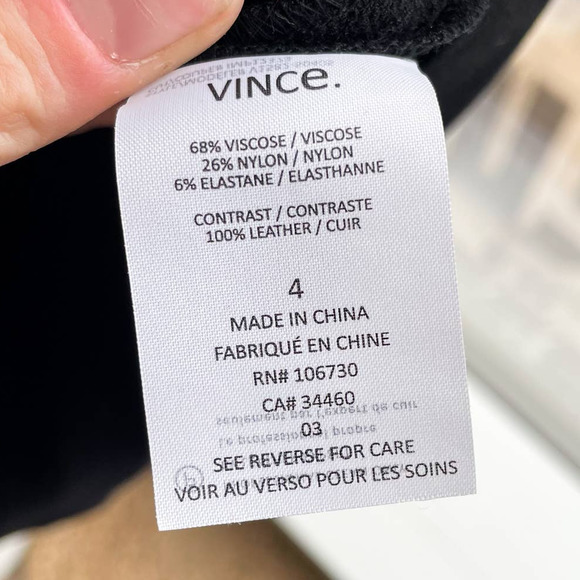 Vince Revolve Leather Sleeve Pencil Shift Dress - Size 4 - Picture 8 of 12